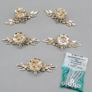 Decorative Euro Rose Dresser Cabinet Knob and Backplate Set of 5